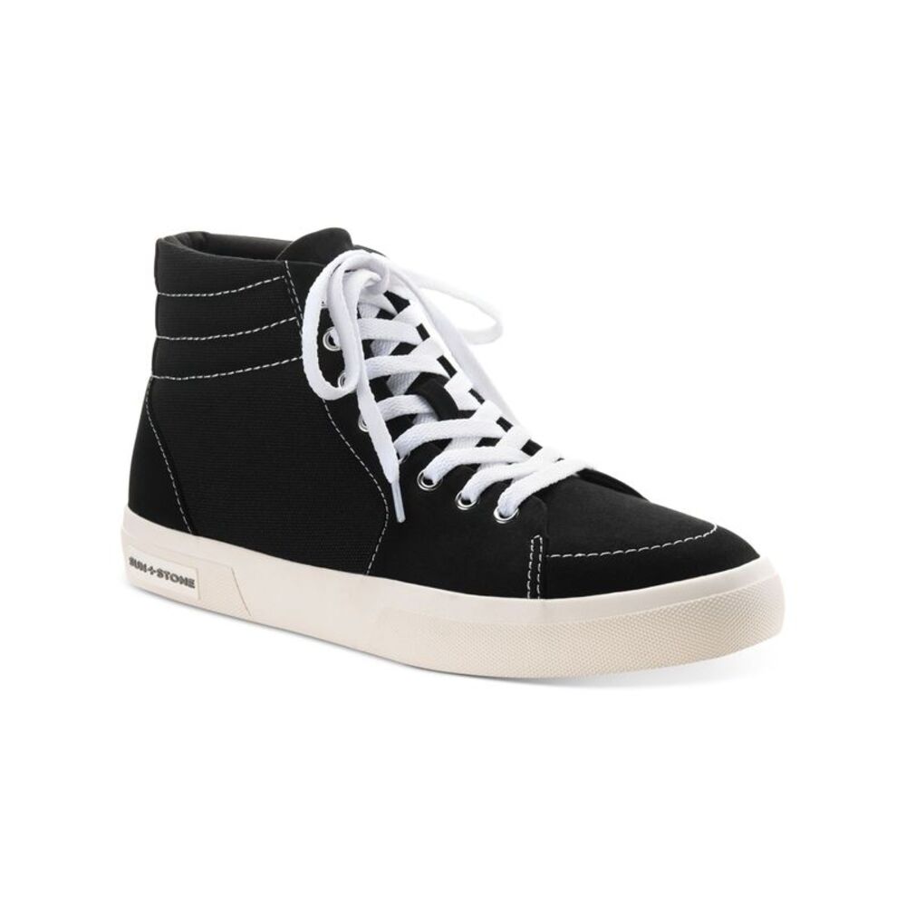 SUN STONE Mens Black Cushioned Jett Round Toe Lace-Up Sneakers Shoes 9.5 M